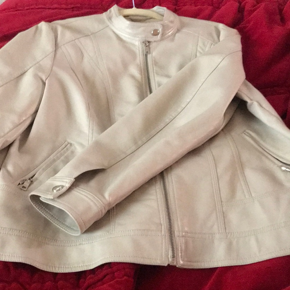 Faux leather jacket.